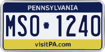 PA license plate MSO1240