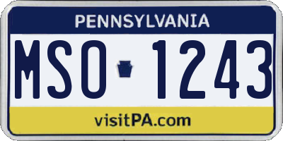 PA license plate MSO1243