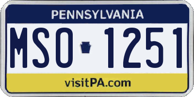 PA license plate MSO1251