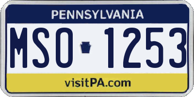 PA license plate MSO1253