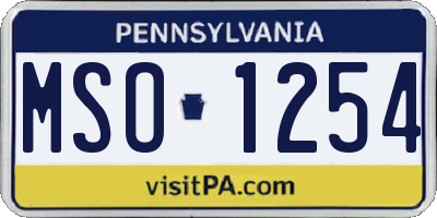 PA license plate MSO1254