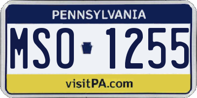 PA license plate MSO1255