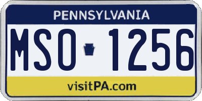 PA license plate MSO1256