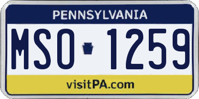 PA license plate MSO1259