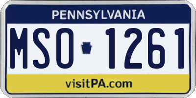 PA license plate MSO1261