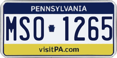 PA license plate MSO1265