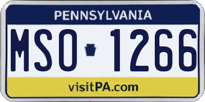 PA license plate MSO1266