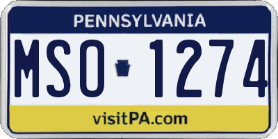 PA license plate MSO1274