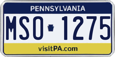 PA license plate MSO1275