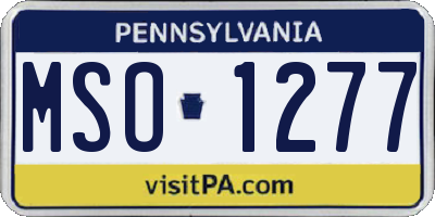 PA license plate MSO1277