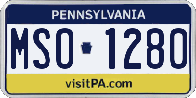 PA license plate MSO1280