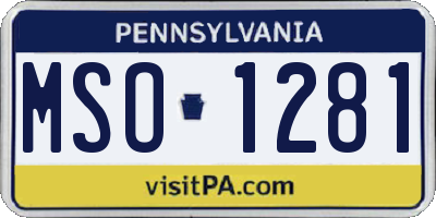 PA license plate MSO1281
