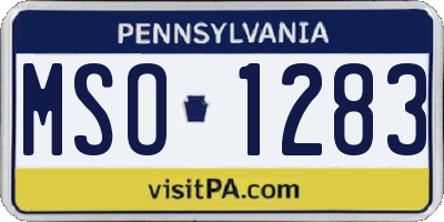 PA license plate MSO1283