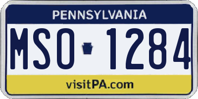 PA license plate MSO1284