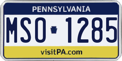 PA license plate MSO1285