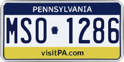 PA license plate MSO1286