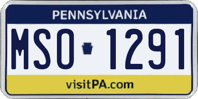 PA license plate MSO1291
