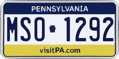 PA license plate MSO1292