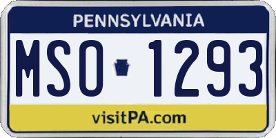 PA license plate MSO1293