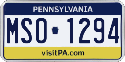 PA license plate MSO1294