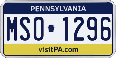 PA license plate MSO1296