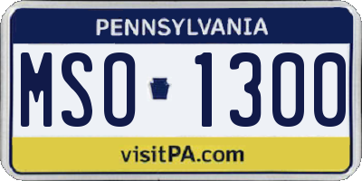 PA license plate MSO1300