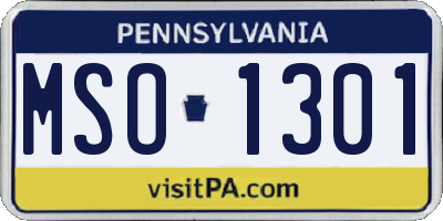 PA license plate MSO1301