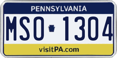 PA license plate MSO1304