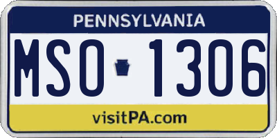 PA license plate MSO1306