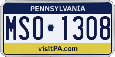 PA license plate MSO1308