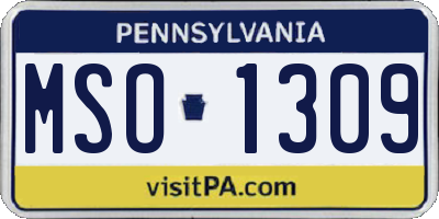 PA license plate MSO1309