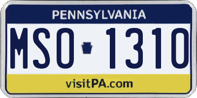 PA license plate MSO1310