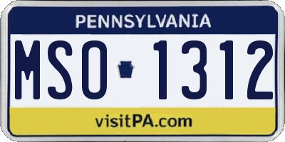 PA license plate MSO1312