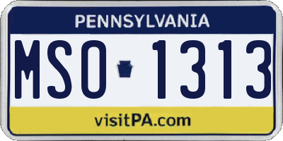PA license plate MSO1313