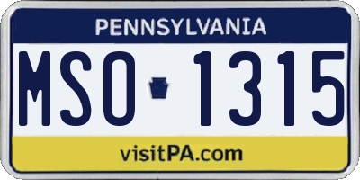PA license plate MSO1315
