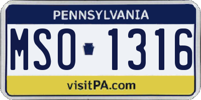 PA license plate MSO1316