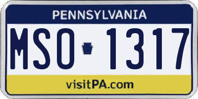 PA license plate MSO1317