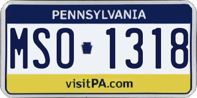 PA license plate MSO1318