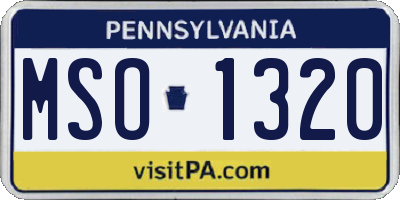 PA license plate MSO1320