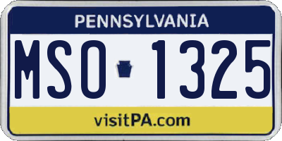 PA license plate MSO1325