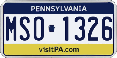 PA license plate MSO1326