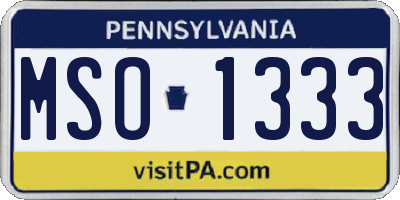 PA license plate MSO1333