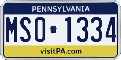 PA license plate MSO1334