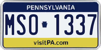 PA license plate MSO1337