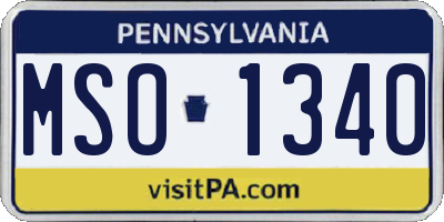 PA license plate MSO1340