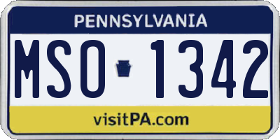 PA license plate MSO1342