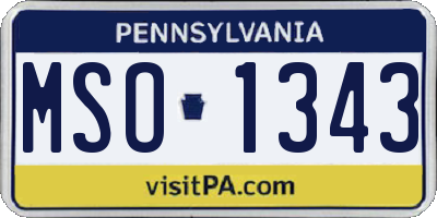 PA license plate MSO1343