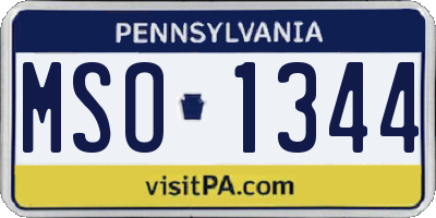 PA license plate MSO1344