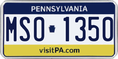 PA license plate MSO1350