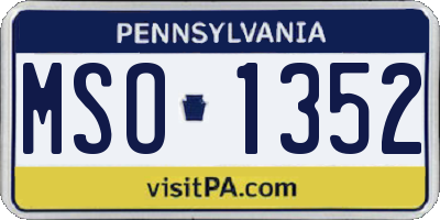 PA license plate MSO1352